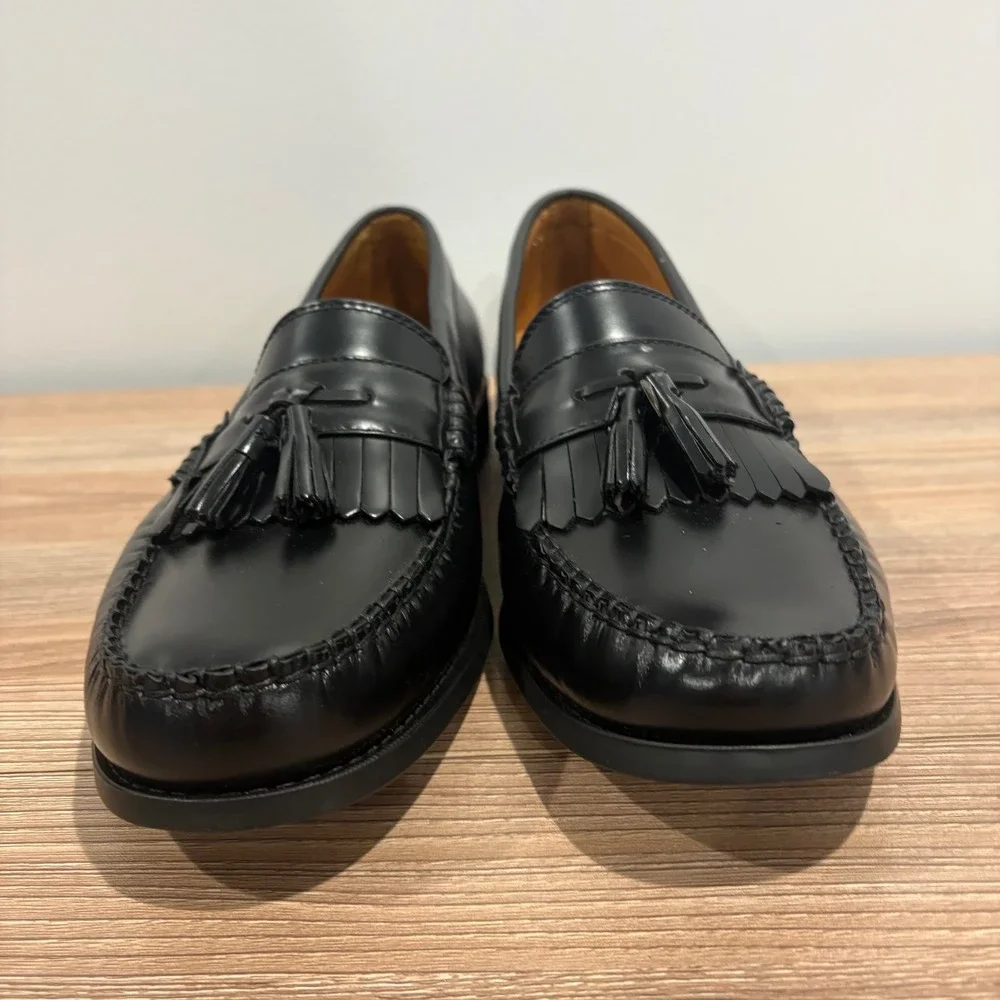 J.Crew Classic Tassel Kiltie Loafers Mens Black size 11 Leather Slip On Shoes